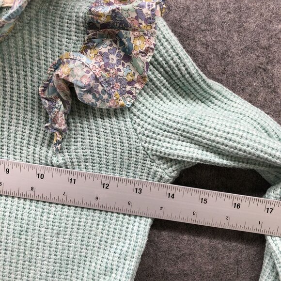 Sal & Pimenta Mint Jumper Girls 4T Collared Sweater Waffle Knit Ruffle - Picture 9 of 9